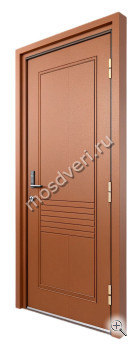 Дверь входная металлическая коричневая с узором полоски КДВ-025 - купить от производителя Мосдвери Дверь входная металлическая коричневая с узором полоски КДВ-025